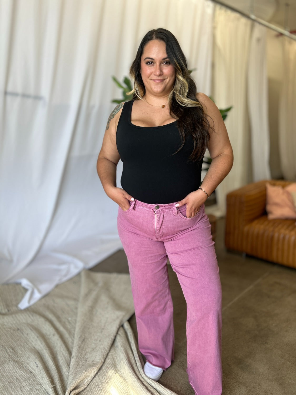 RFM Full Size High Rise Garment Dye Wide Leg Jeans 11165 | Gulf Resellers