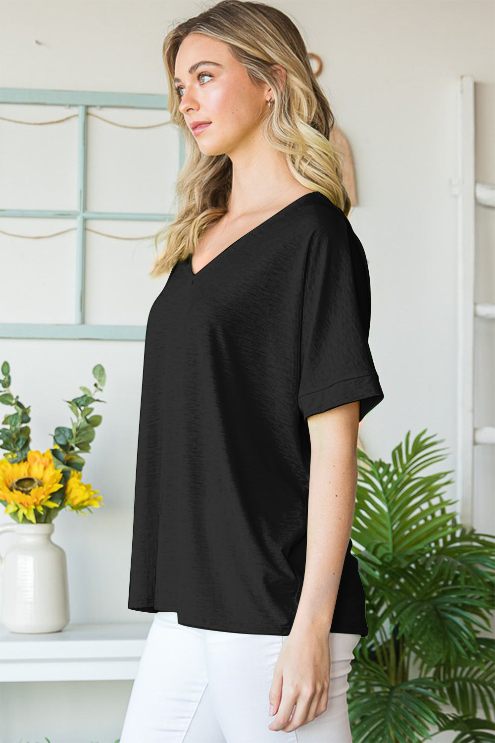 Heimish Full Size V-Neck Short Sleeve T-Shirt 19544 | Gulf Resellers