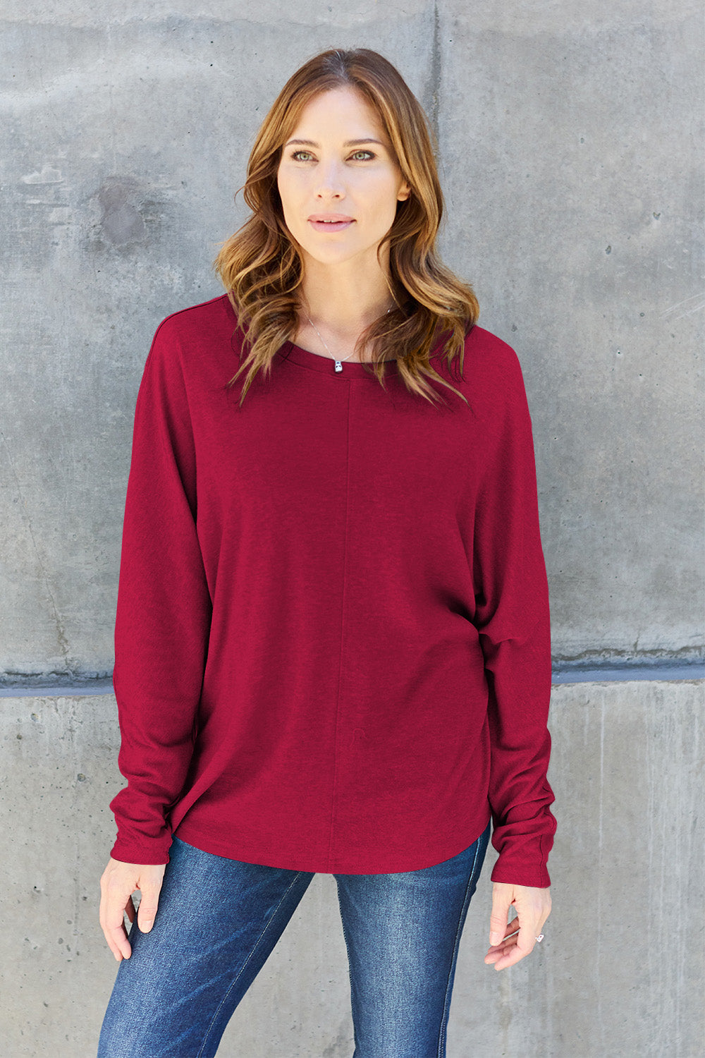 Double Take Full Size Round Neck Long Sleeve T-Shirt | Gulf Resellers