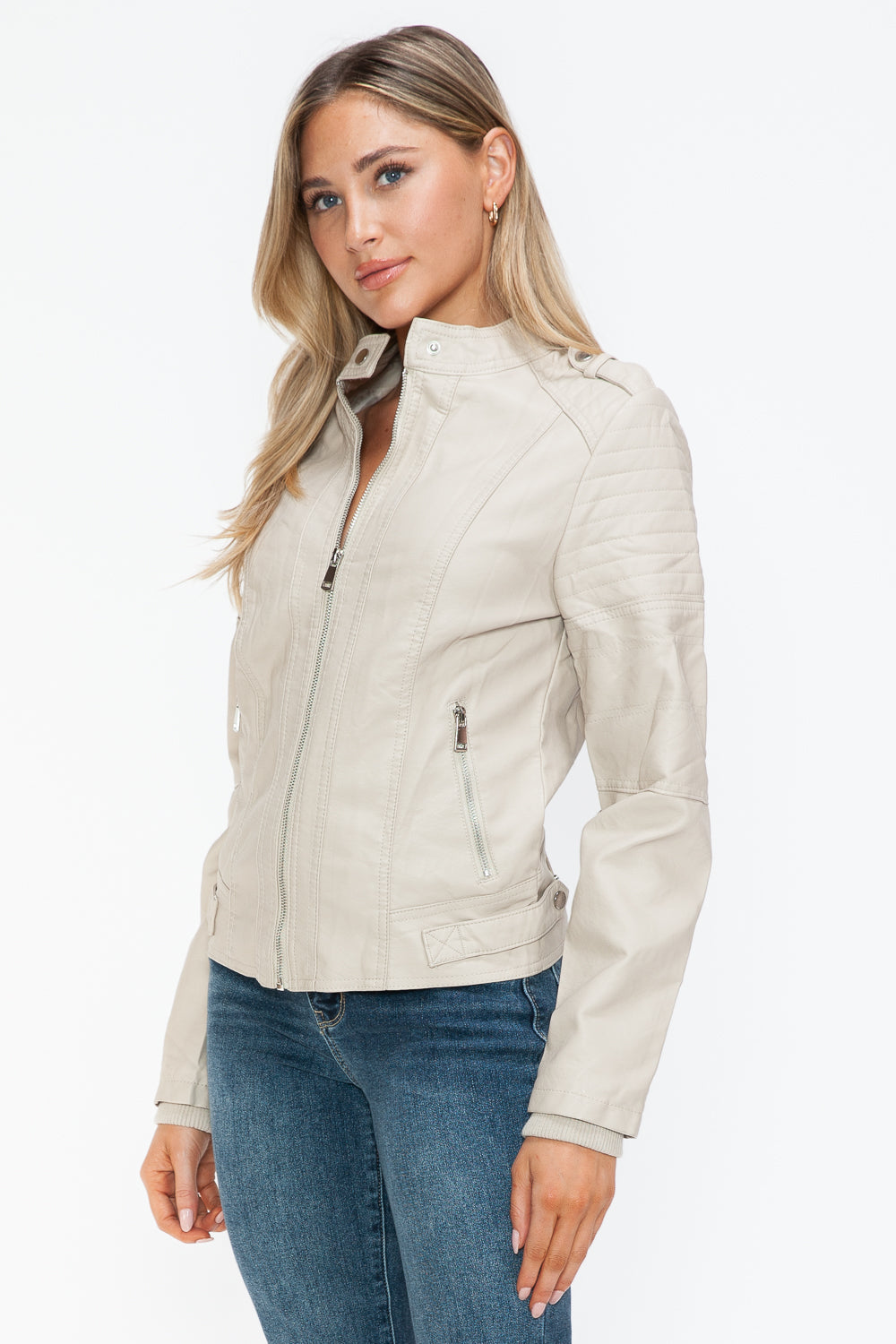Snobbish PU Leather Biker Jacket with Side Zip Pockets 15625 | Gulf Resellers