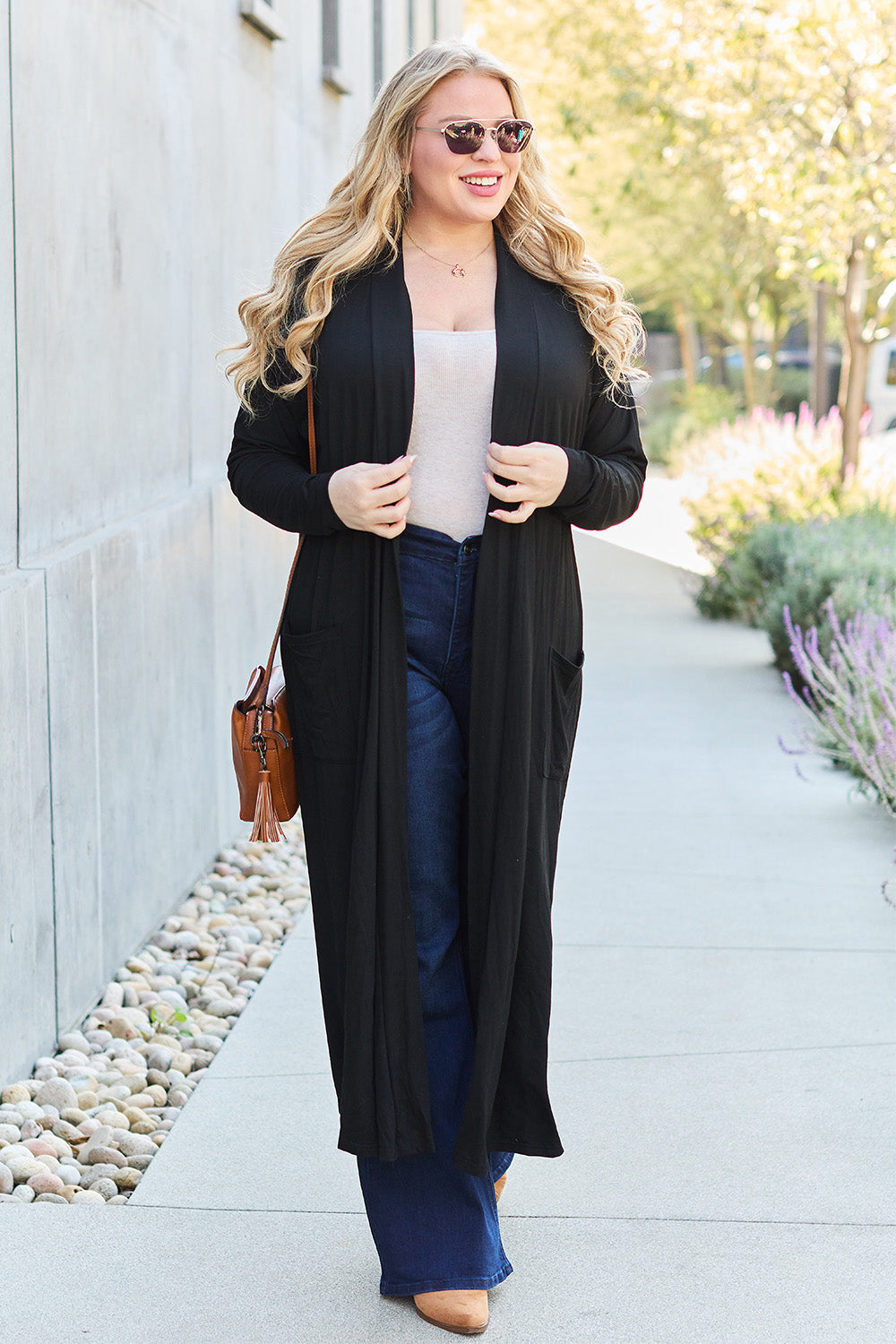 Basic Bae Full Size Open Front Long Sleeve Cover Up 12482 | Gulf Resellers