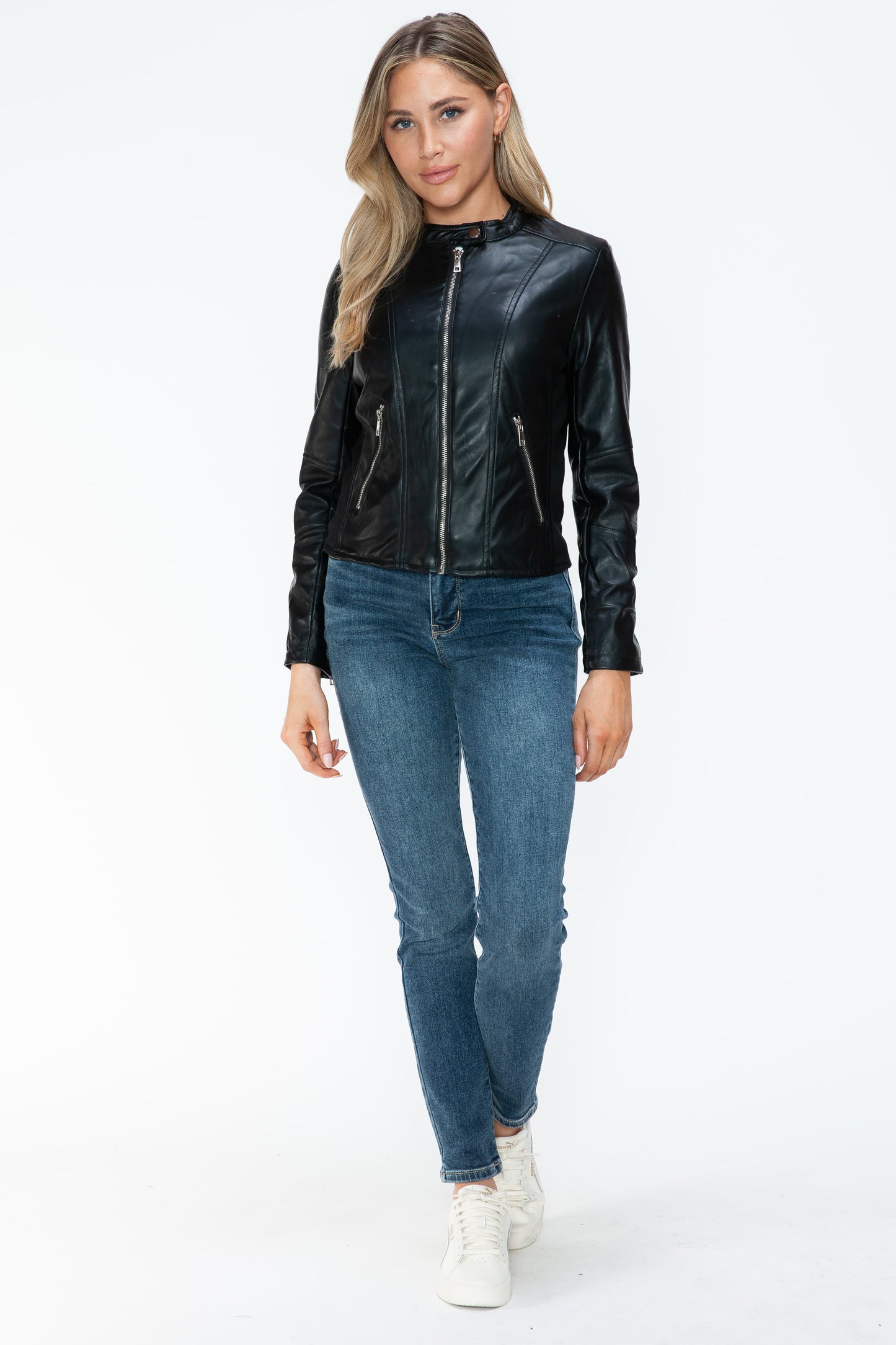 Snobbish PU Leather Zip Up Jacket with Pockets 16063 | Gulf Resellers