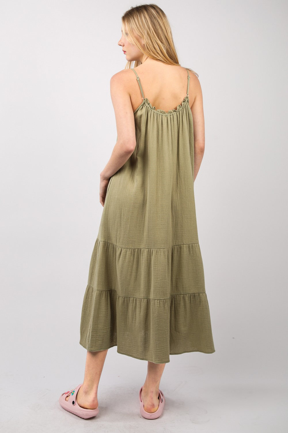 VERY J Ruffled A-Line Midi Cami Dress 6850 | Gulf Resellers