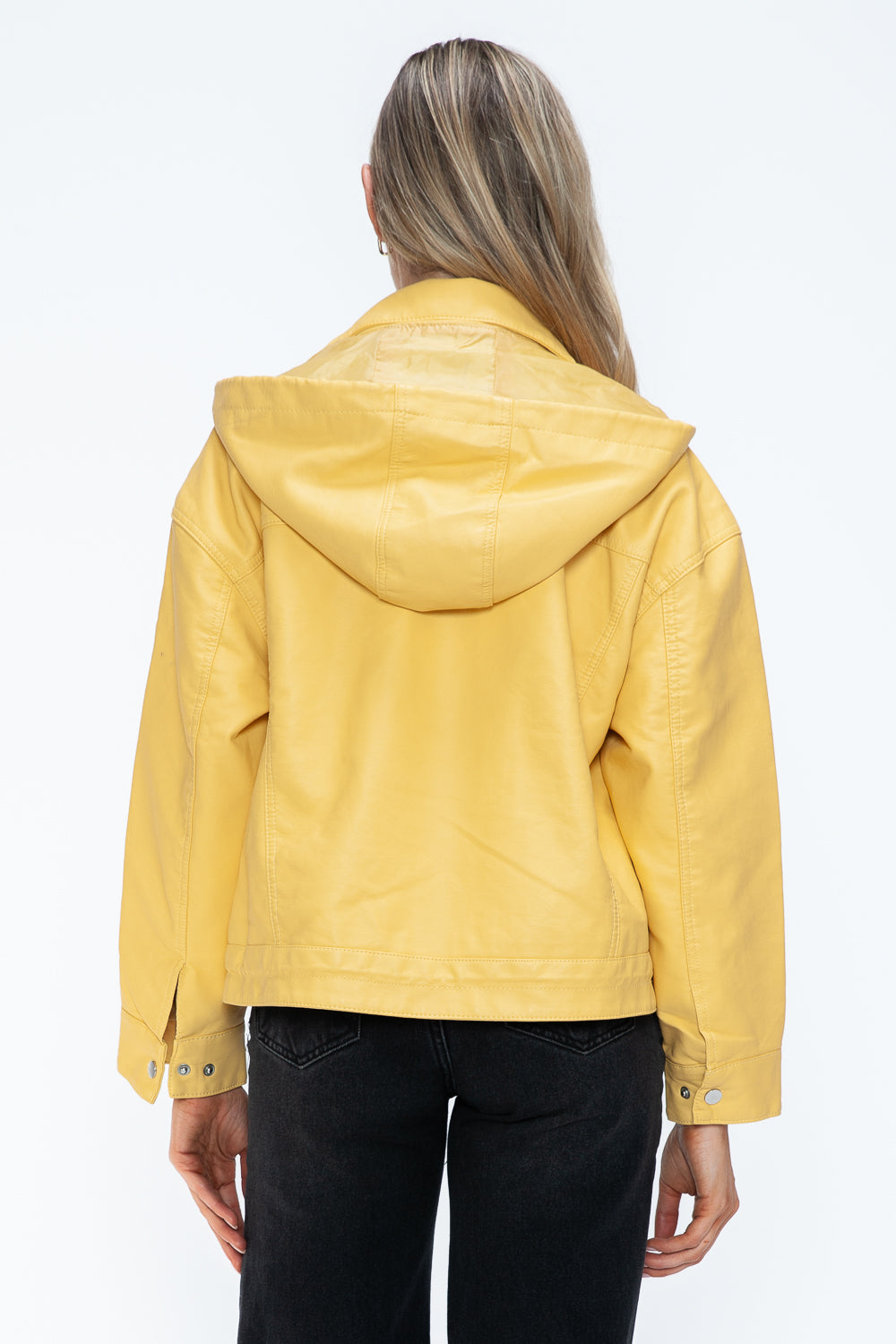 How Dare U Drawstring Hem PU Leather Zip Up Jacket 15665 | Gulf Resellers