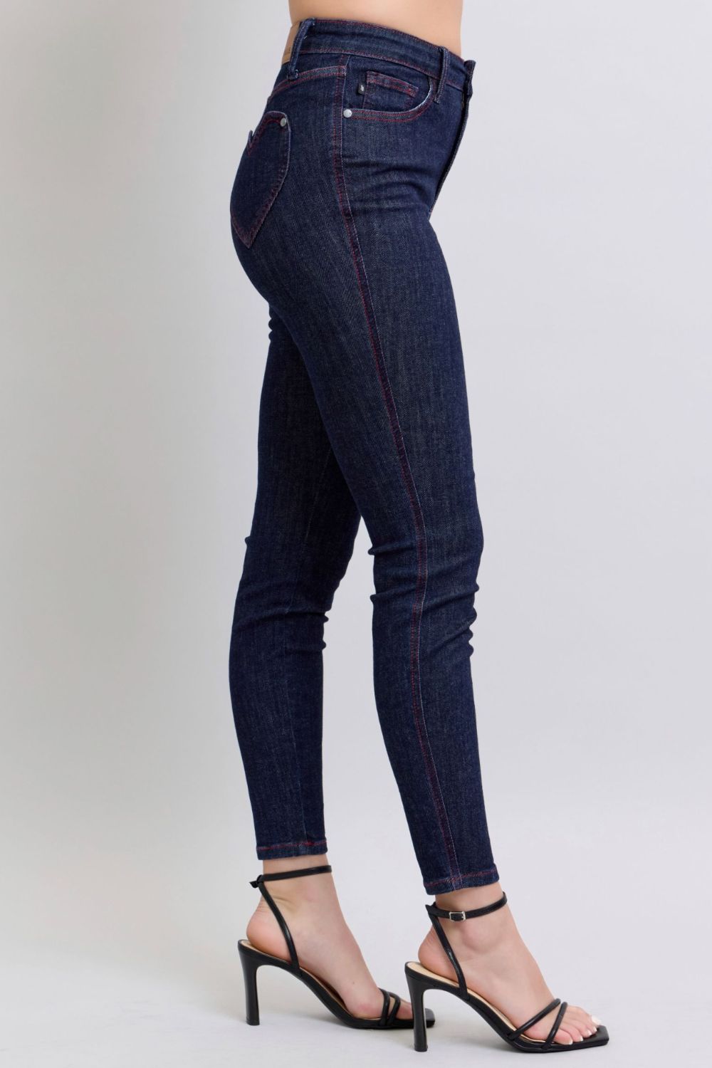 Judy Blue Full Size Heart Shaped Back Pockets Skinny Jeans 8619 | Gulf Resellers