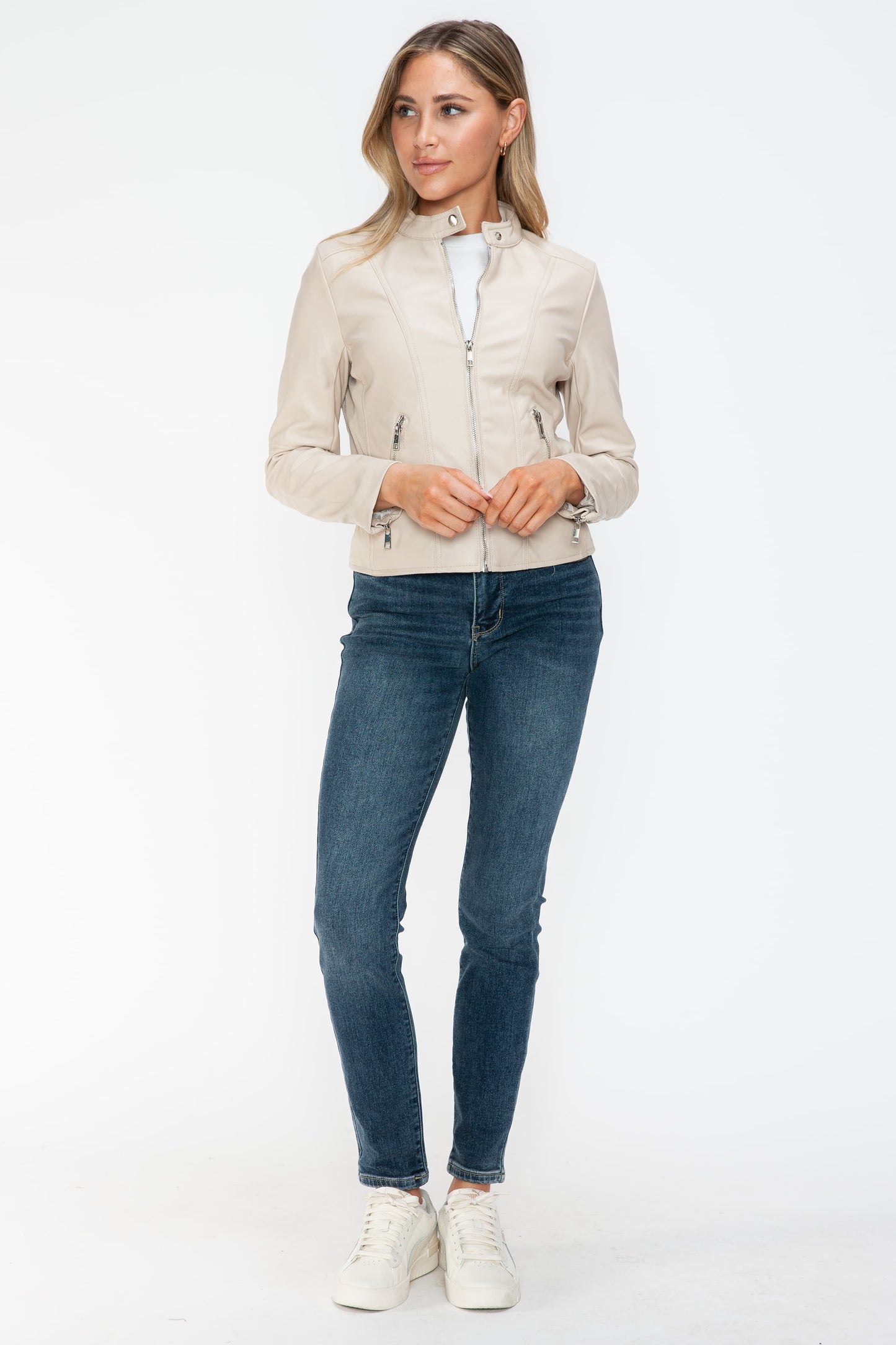 Snobbish PU Leather Zip Up Jacket with Pockets 15361 | Gulf Resellers