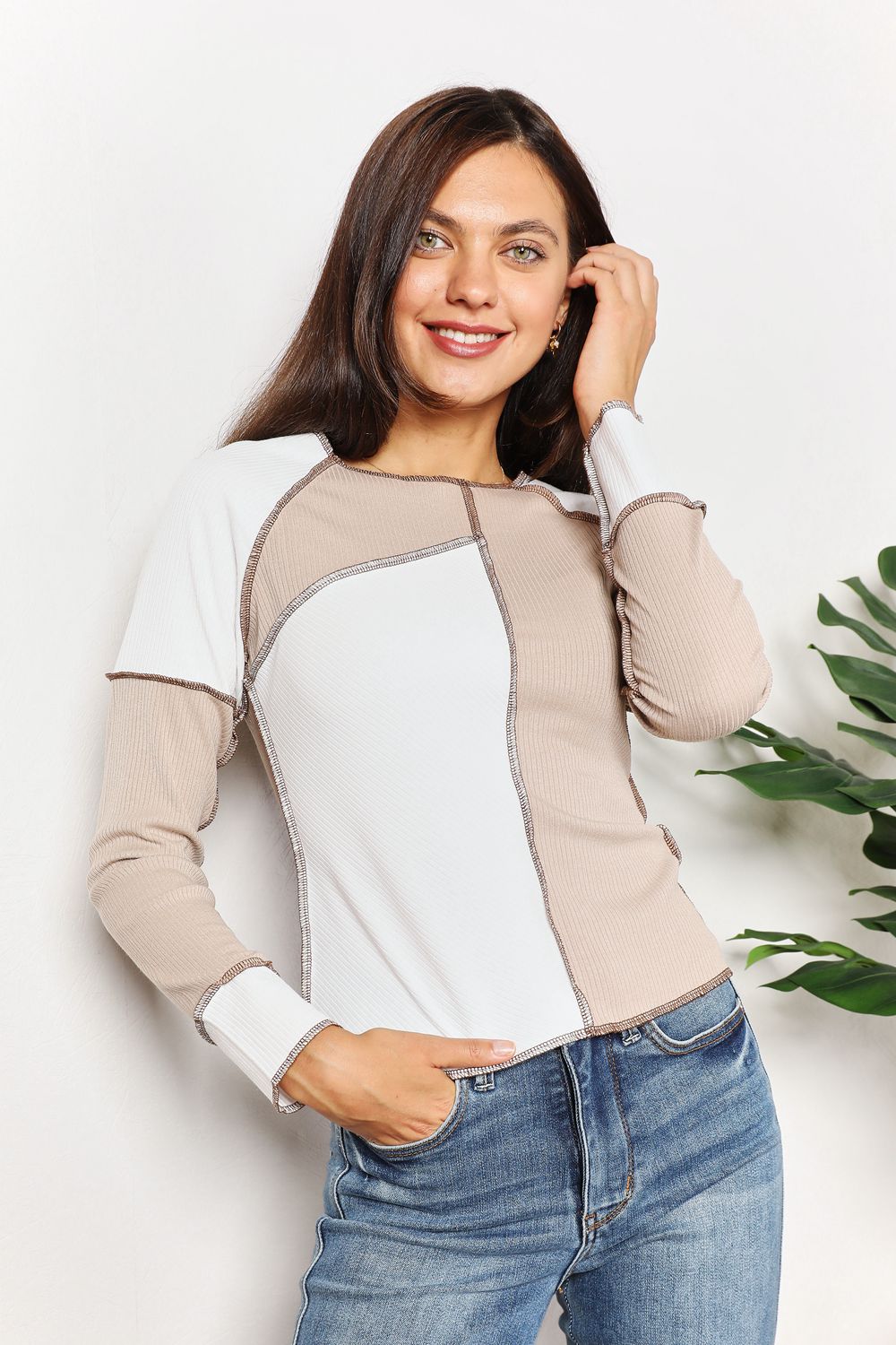 Double Take Color Block Exposed Seam Top | Gulf Resellers