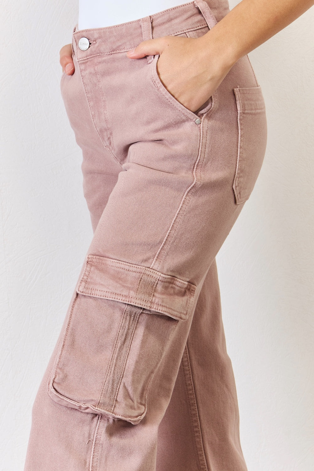 RISEN Full Size High Rise Cargo Wide Leg Jeans | Gulf Resellers
