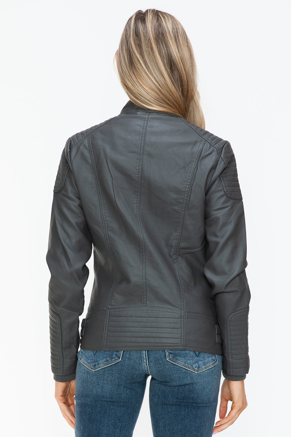 Snobbish Faux Leather Biker Jacket with Side Zip Pockets 15135 | Gulf Resellers