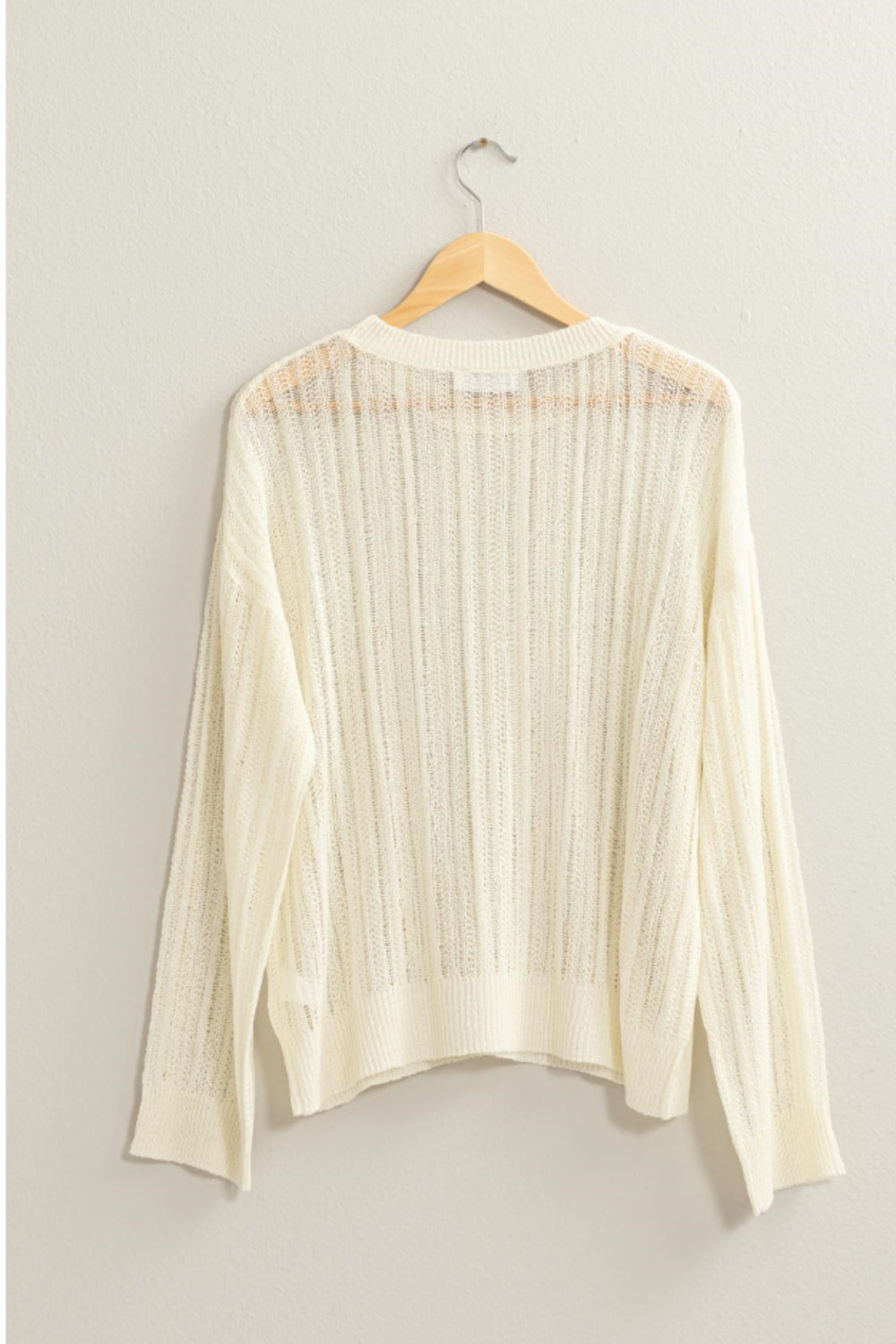 HYFVE Openwork Ribbed Trim Long Sleeve Knit Top | Gulf Resellers