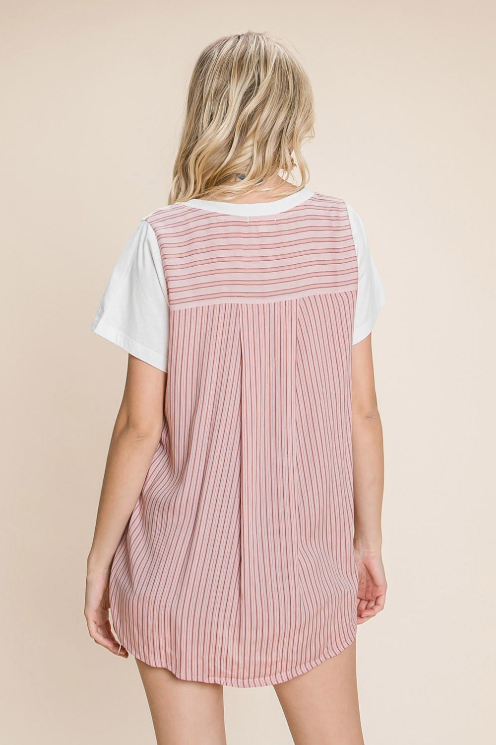 Cotton Bleu by Nu Label Contrast Striped Short Sleeve T-Shirt 7740 | Gulf Resellers