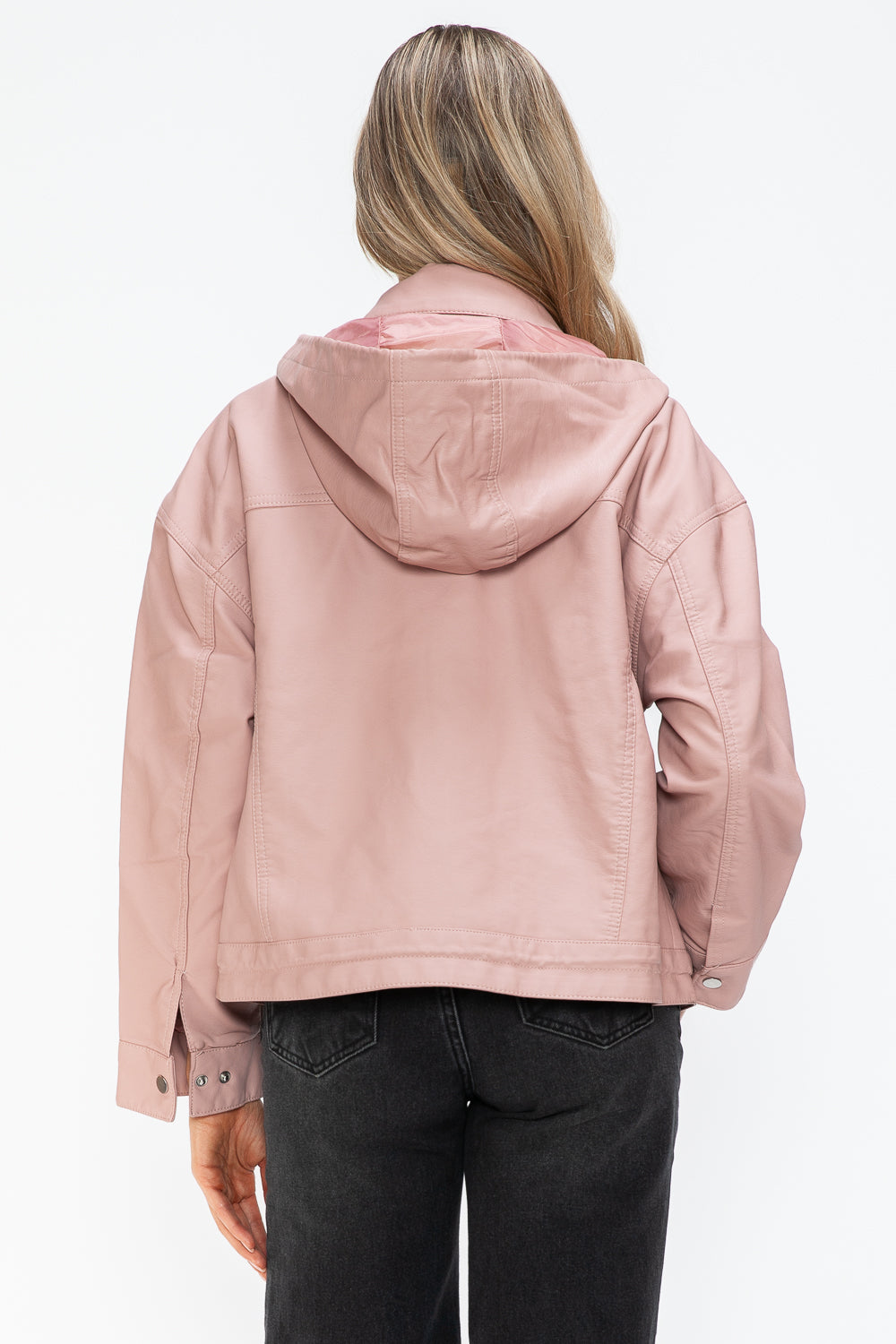 How Dare U Drawstring Hem PU Leather Zip Up Jacket 15544 | Gulf Resellers