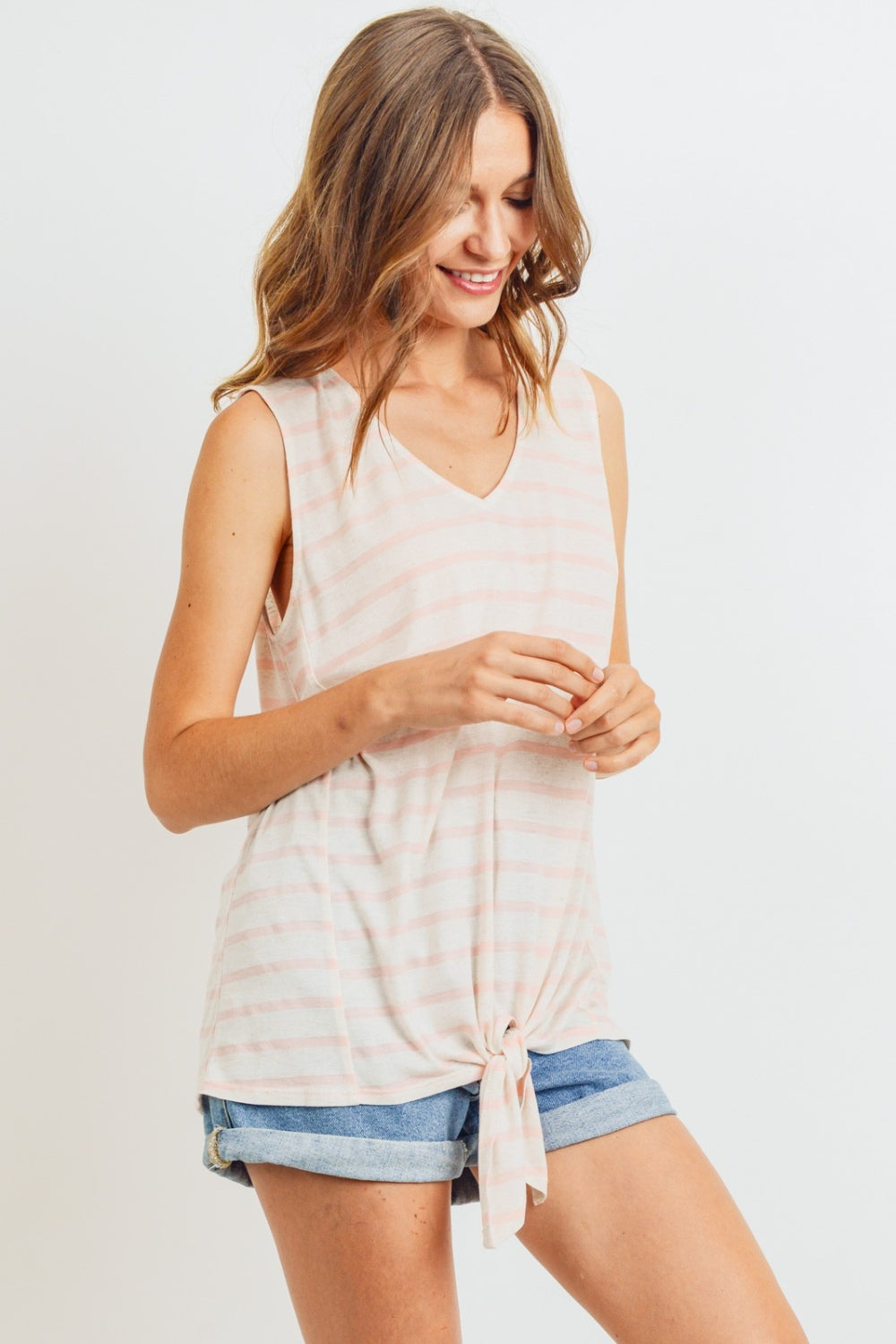 Cotton Bleu by Nu Label Sleeveless Front Tie Striped Top 16752 | Gulf Resellers