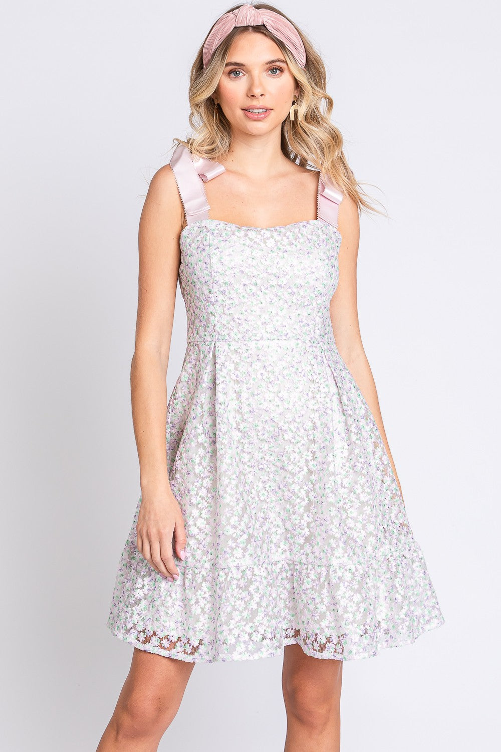 GeeGee Mesh Floral Embroidered Sleeveless Dress 6504 | Gulf Resellers