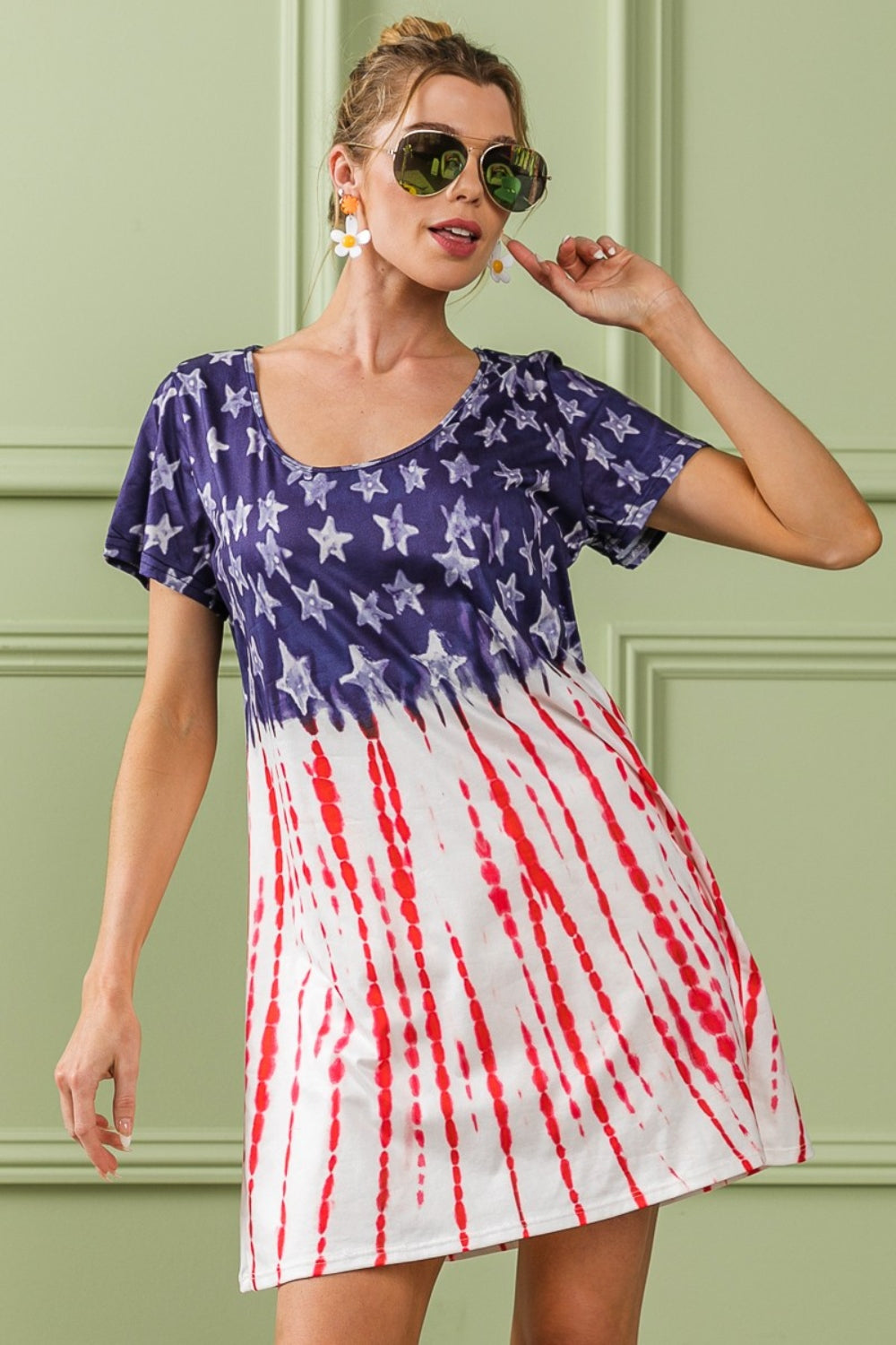 BiBi American Flag Theme Tee Dress 6066 | Gulf Resellers