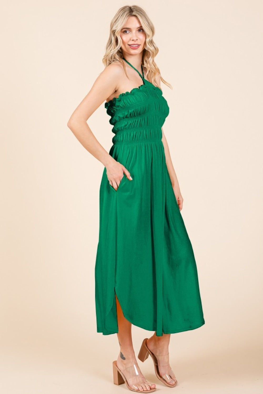 Culture Code Tie Back Shirring Dress with Pockets 9486 | Gulf Resellers