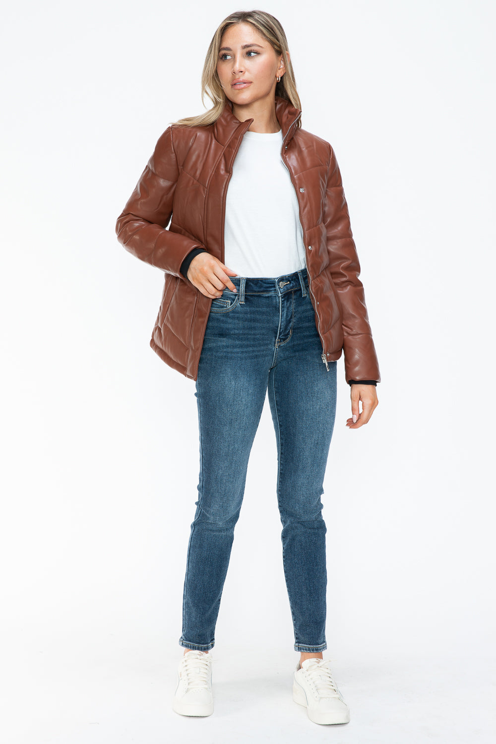 Snobbish Pocketed Zip Up Turtleneck Puffer Jacket 15127 | Gulf Resellers