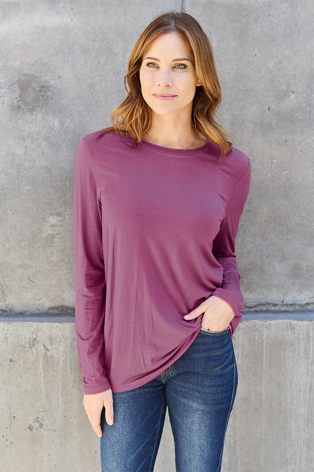 Basic Bae Full Size Round Neck Long Sleeve Top 7162 | Gulf Resellers
