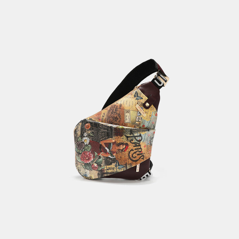 Nicole Lee USA Vegan Leather Leopard & Lip Pattern Crossbody Bag 8518 | Gulf Resellers
