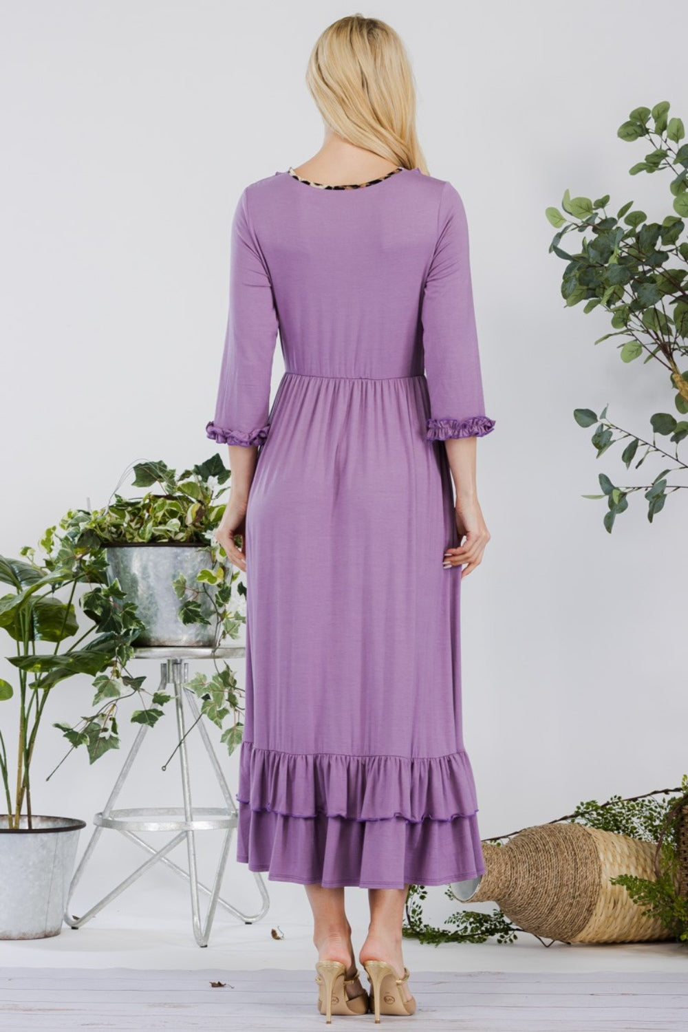 Celeste Full Size Layered Ruffle Hem Dress with Pockets 9460 | Gulf Resellers