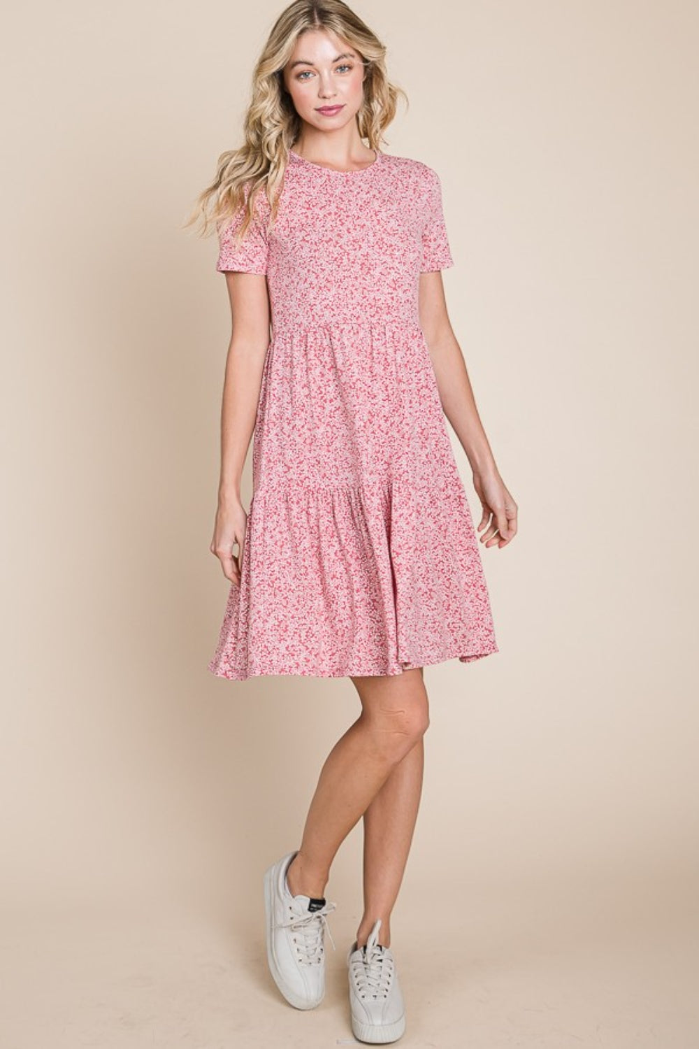 BOMBOM Printed Short Sleeve Mini Dress 6076 | Gulf Resellers