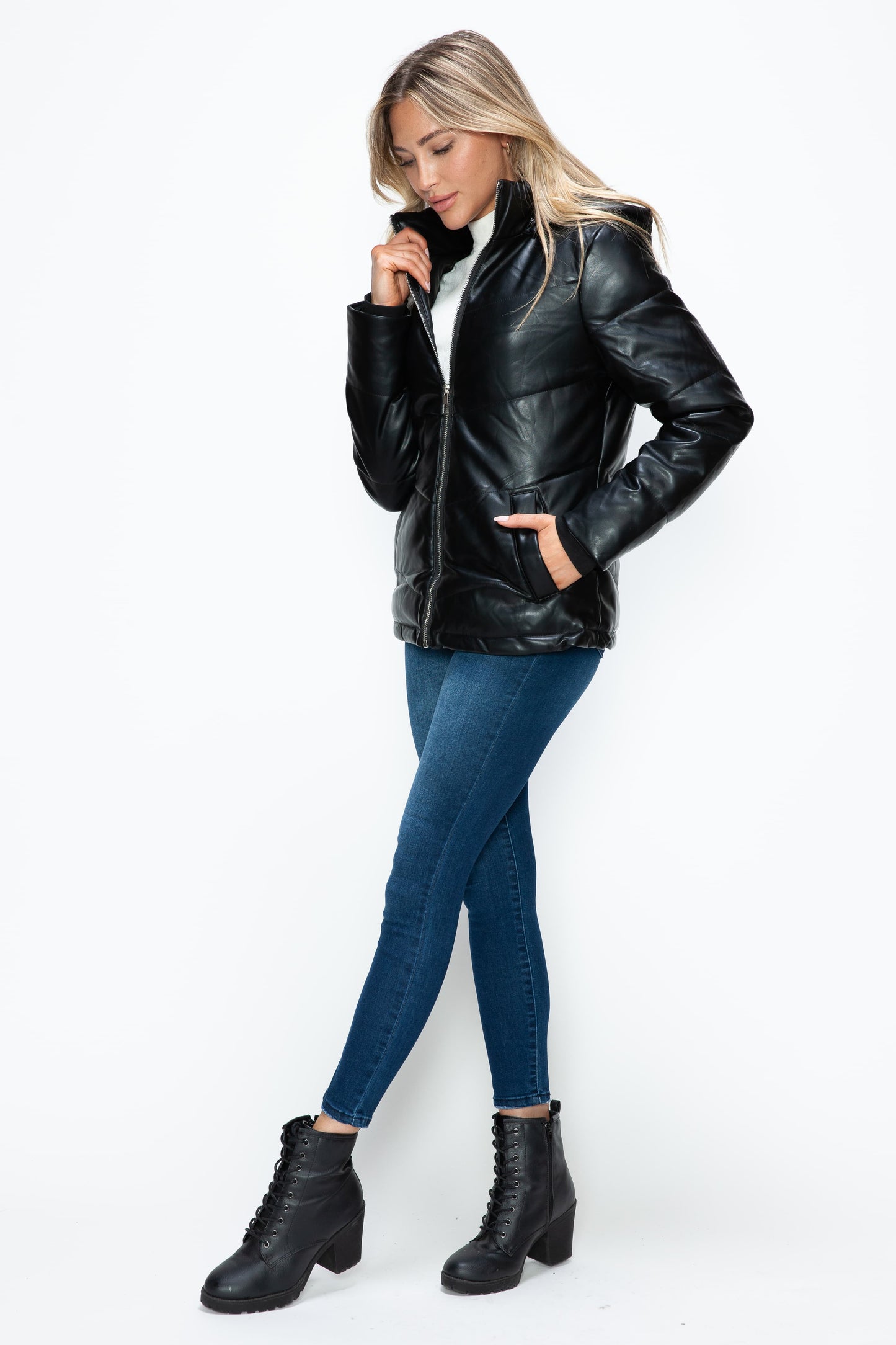 How Dare U Pocketed Zip Up Puffer Jacket with Removable Hood 15705 | Gulf Resellers