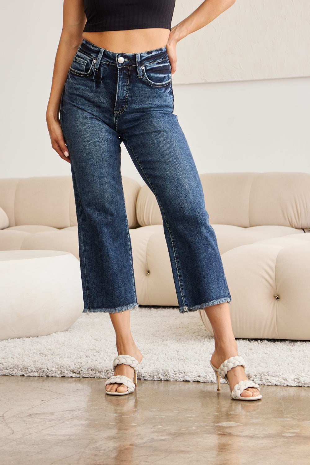 RFM Full Size Tummy Control High Waist Raw Hem Jeans 5013 | Gulf Resellers