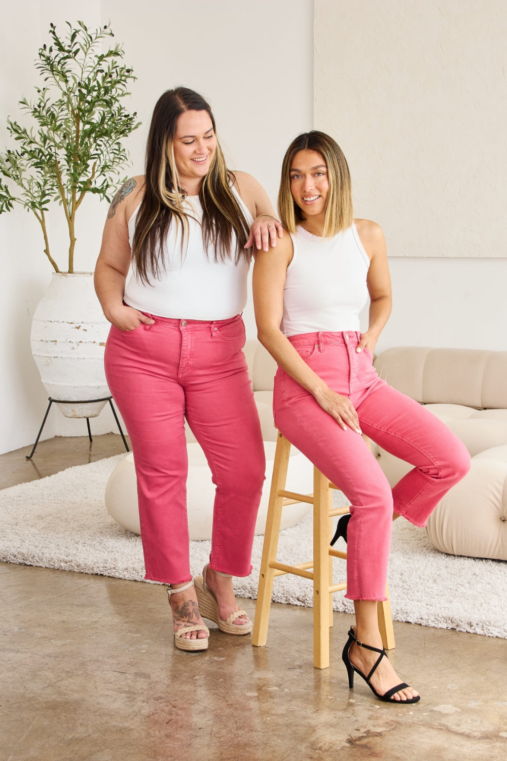 RFM Crop Dylan Full Size Tummy Control High Waist Raw Hem Jeans 4942 | Gulf Resellers