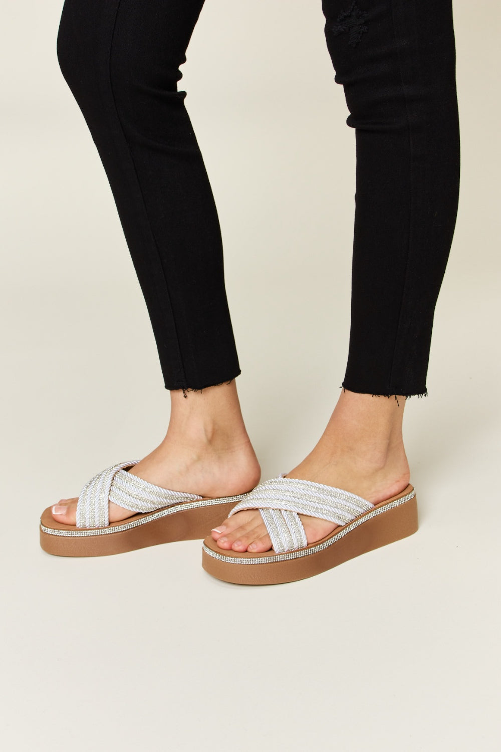 Forever Link Rhinestone Platform Wedge Sandals 14847 | Gulf Resellers