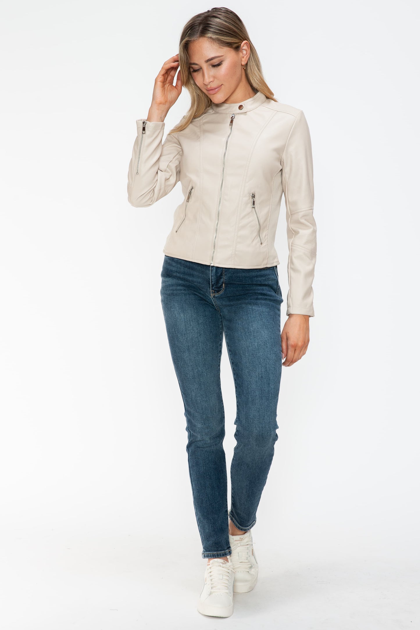 Snobbish PU Leather Zip Up Jacket with Pockets 15359 | Gulf Resellers