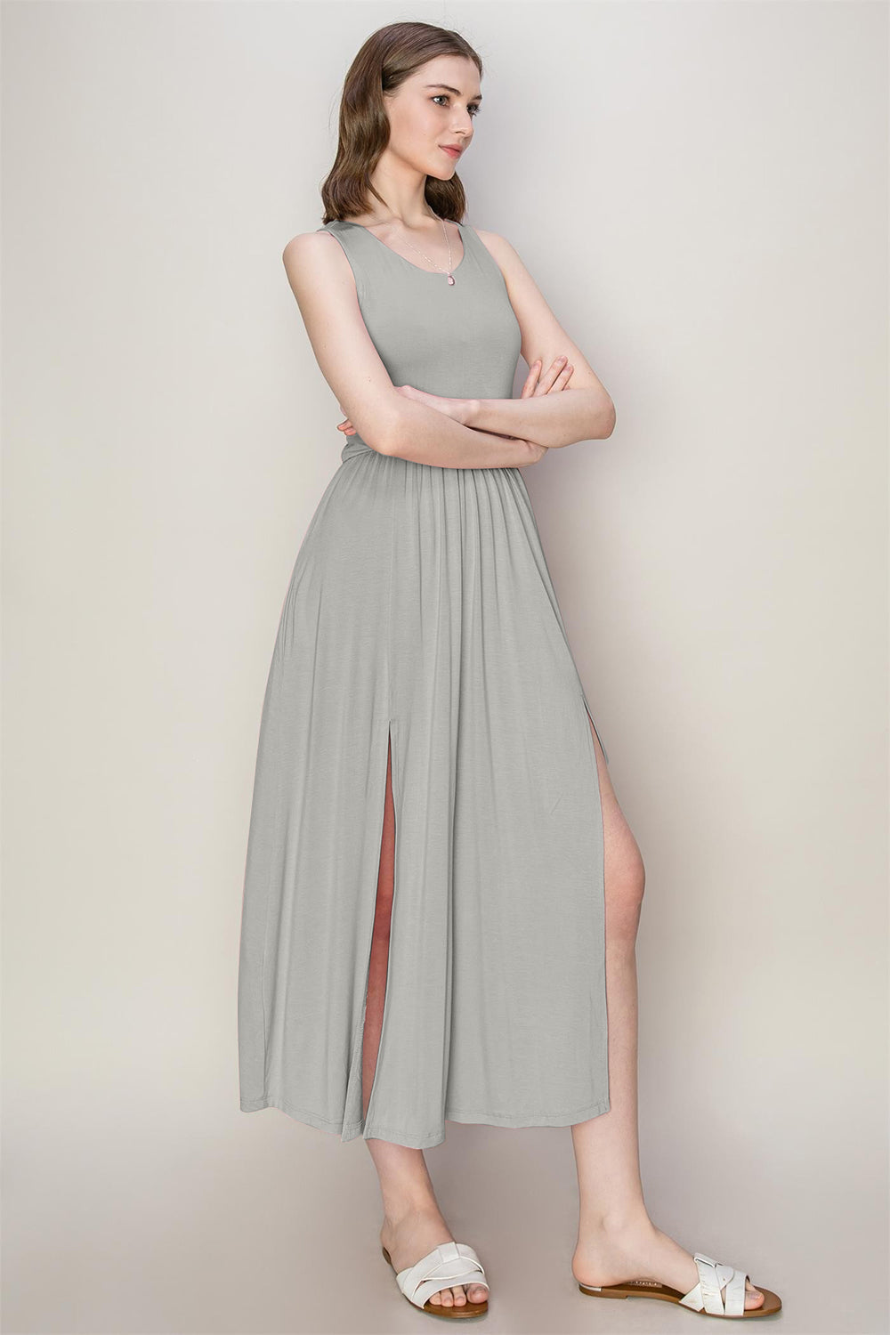 HYFVE Sleeveless Slit Midi Dress 5207 | Gulf Resellers