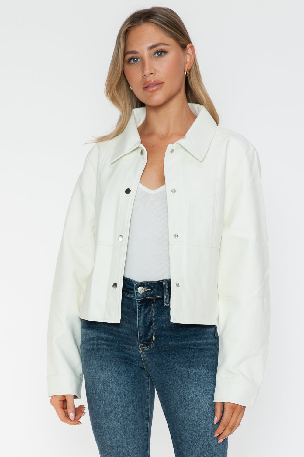 Snobbish Snap Down Long Sleeve PU Leather Jacket 15280 | Gulf Resellers