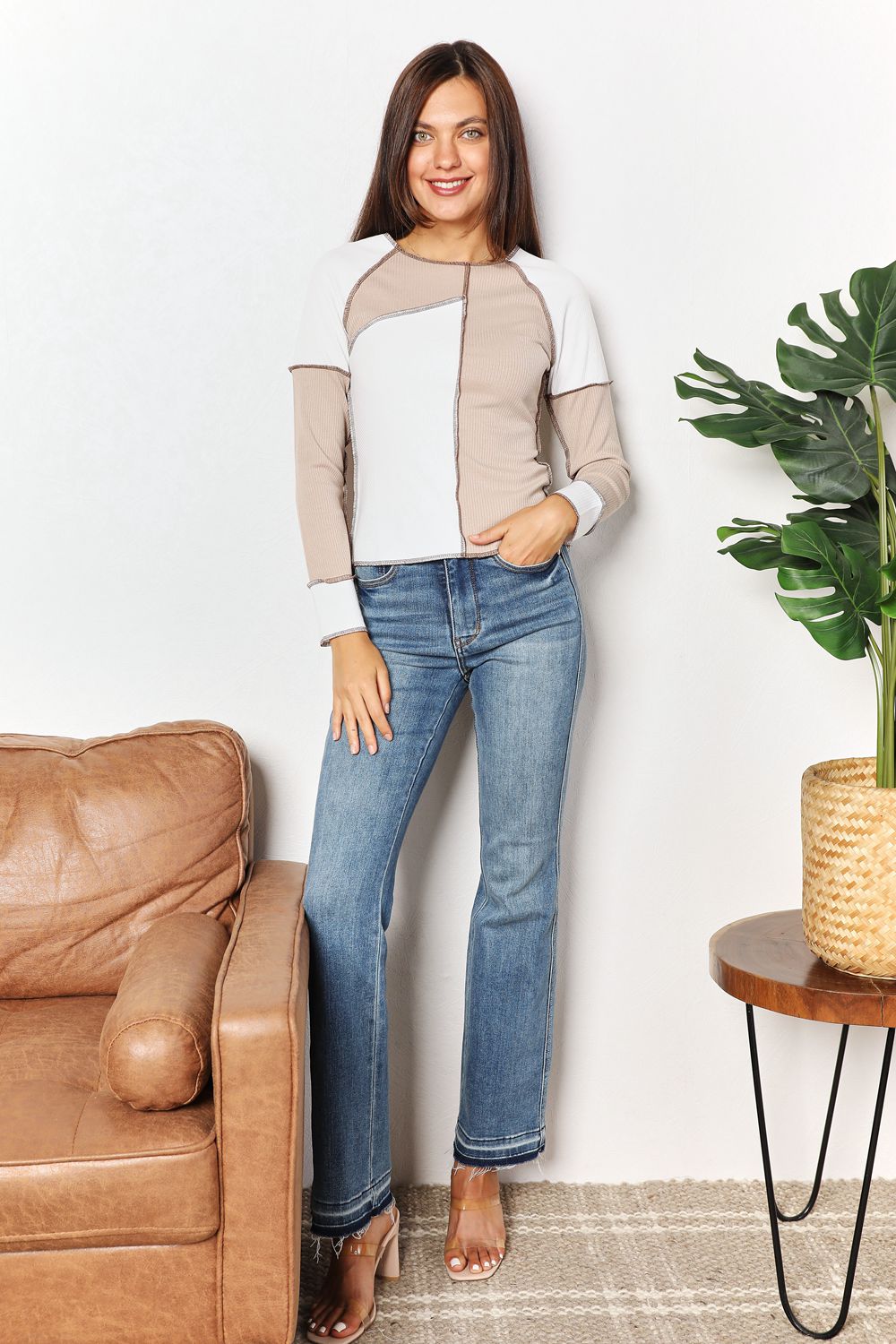 Double Take Color Block Exposed Seam Top | Gulf Resellers