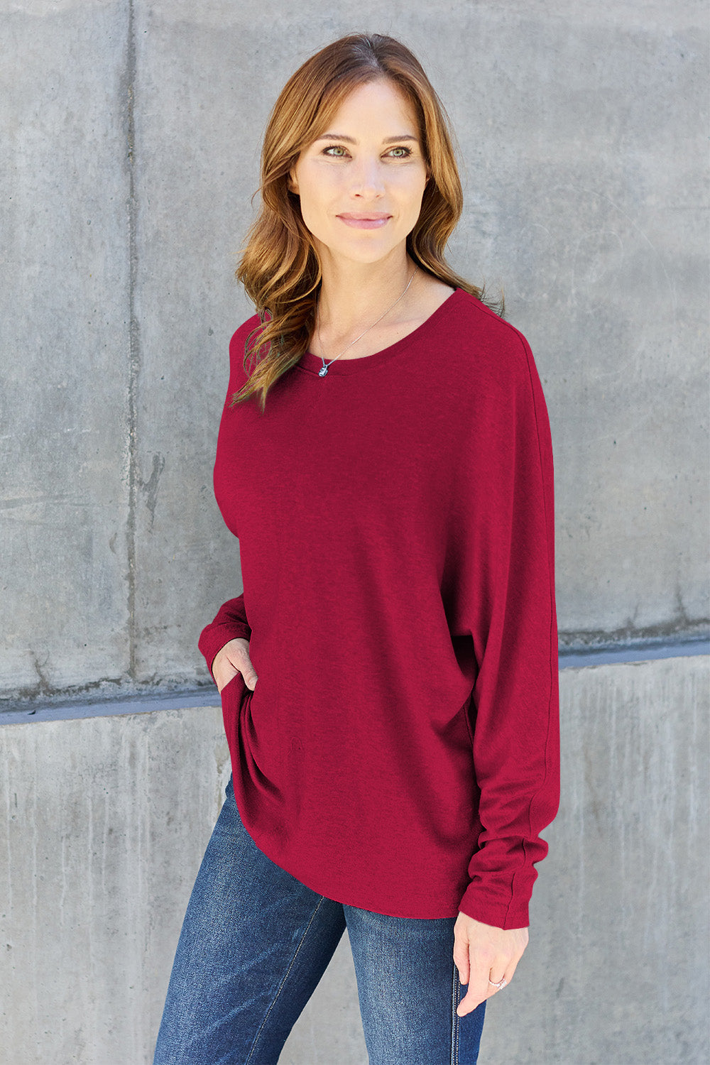 Double Take Full Size Round Neck Long Sleeve T-Shirt | Gulf Resellers