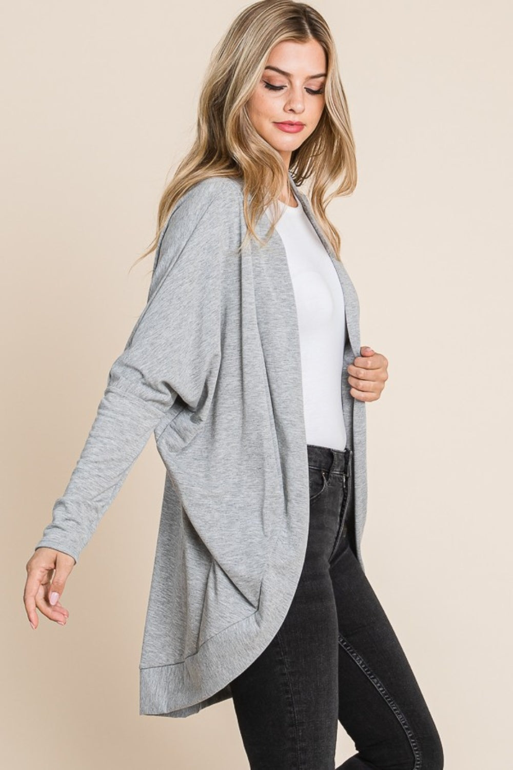 BOMBOM Open Front Long Sleeve Cocoon Cardigan 13403 | Gulf Resellers