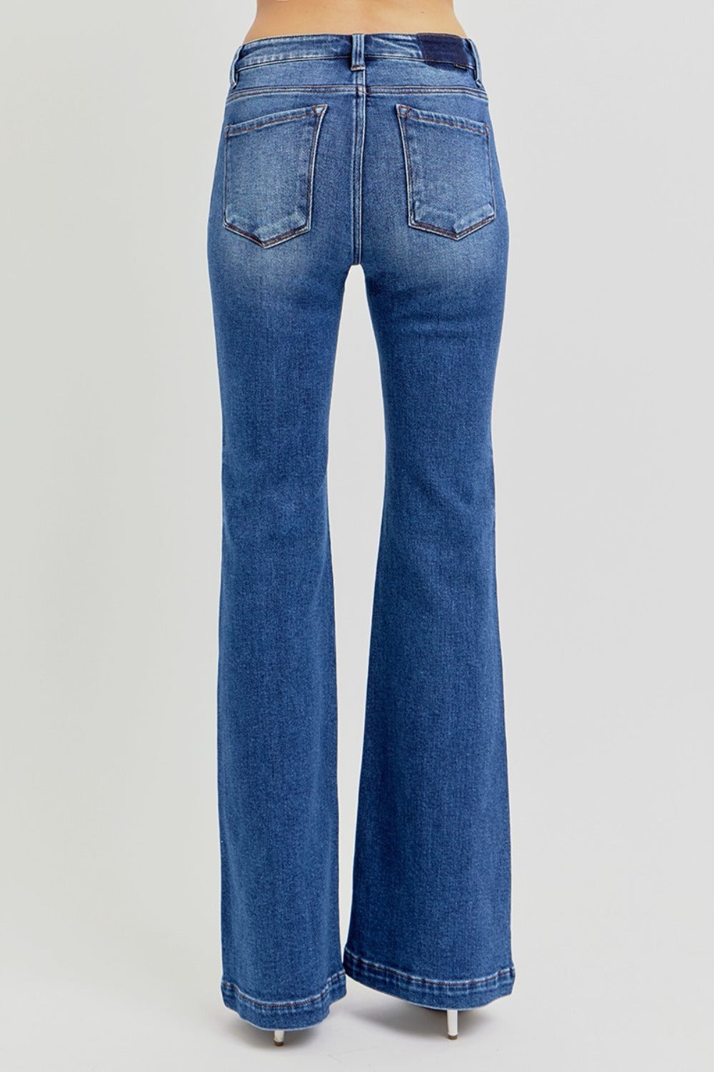 RISEN Full Size Low Rise Flare Jeans with Pockets 14173 | Gulf Resellers