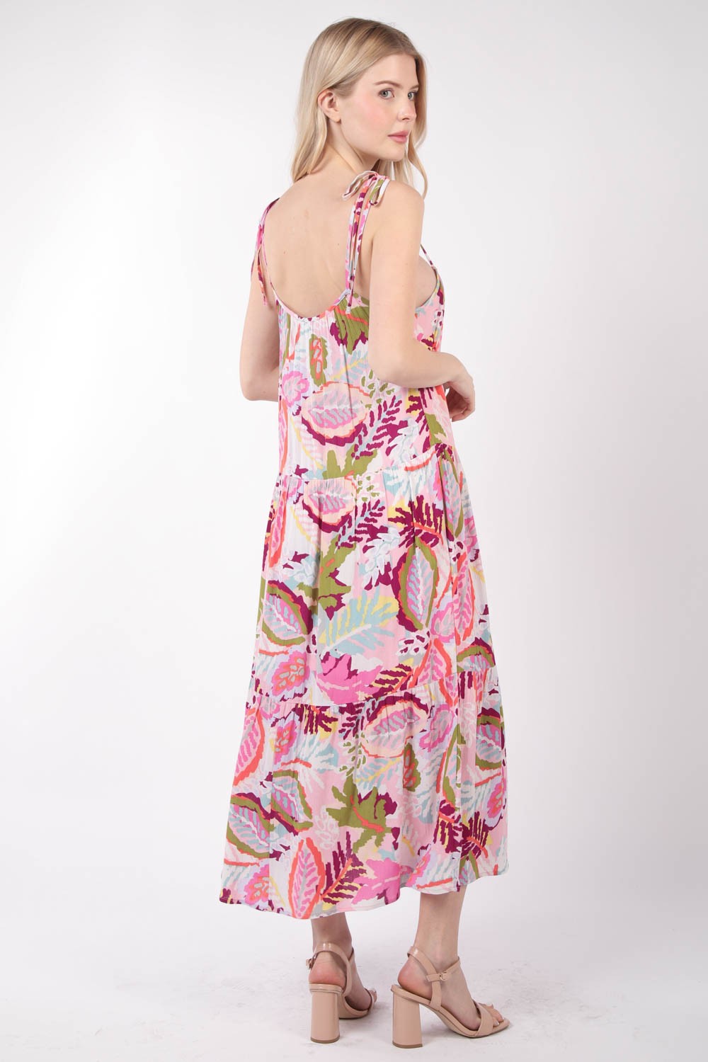 VERY J Tropical Printed Cami Midi Dress 6516 | Gulf Resellers