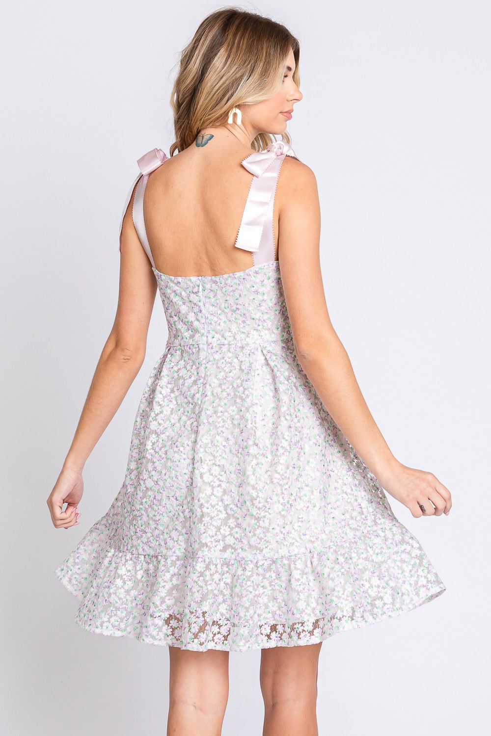 GeeGee Mesh Floral Embroidered Sleeveless Dress 6505 | Gulf Resellers