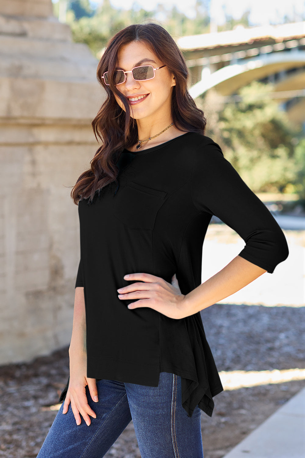 Basic Bae Full Size Round Neck Pocketed T-Shirt | Gulf Resellers