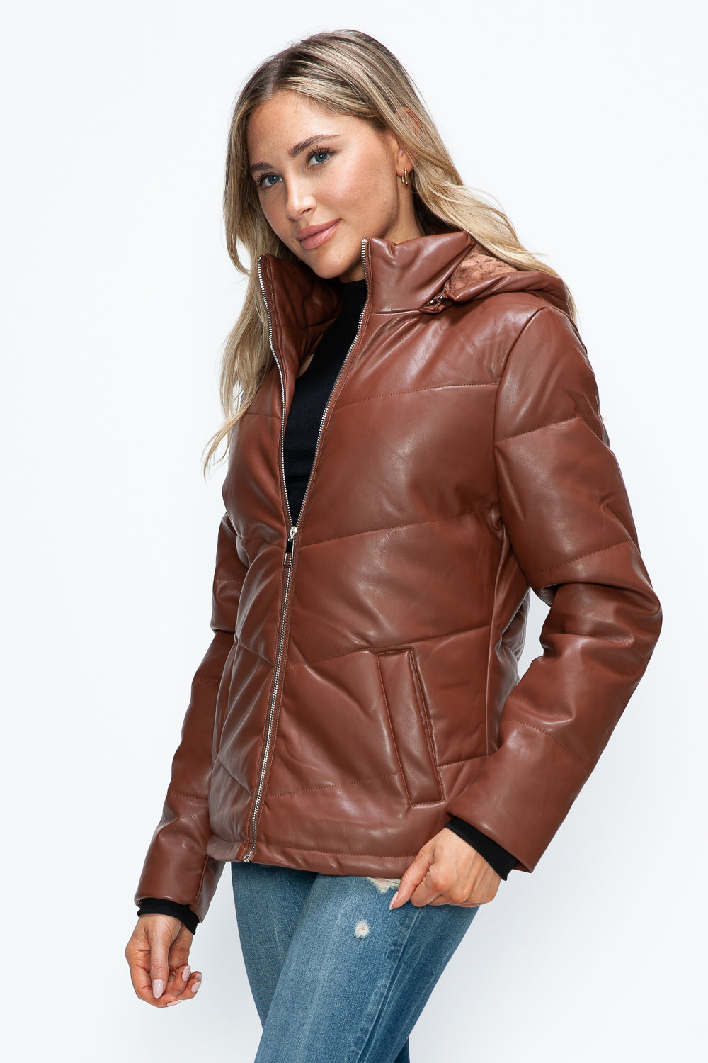 How Dare U Pocketed Zip Up Puffer Jacket with Removable Hood 16124 | Gulf Resellers
