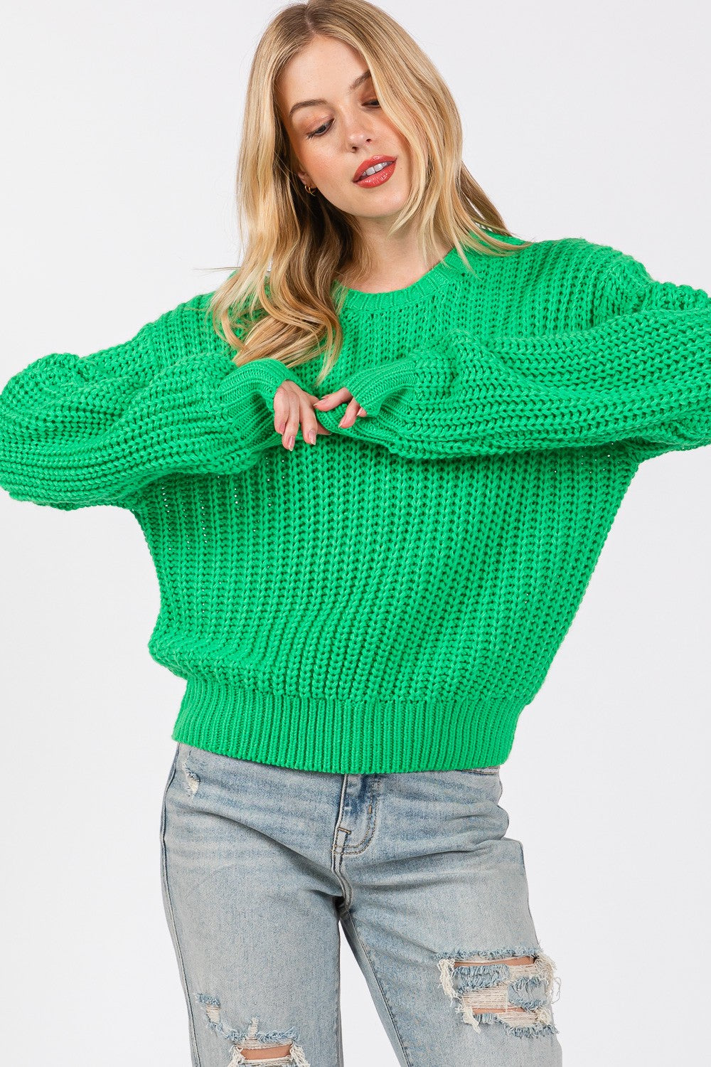 SAGE + FIG Round Neck Drop Shoulder Sweater 9943 | Gulf Resellers