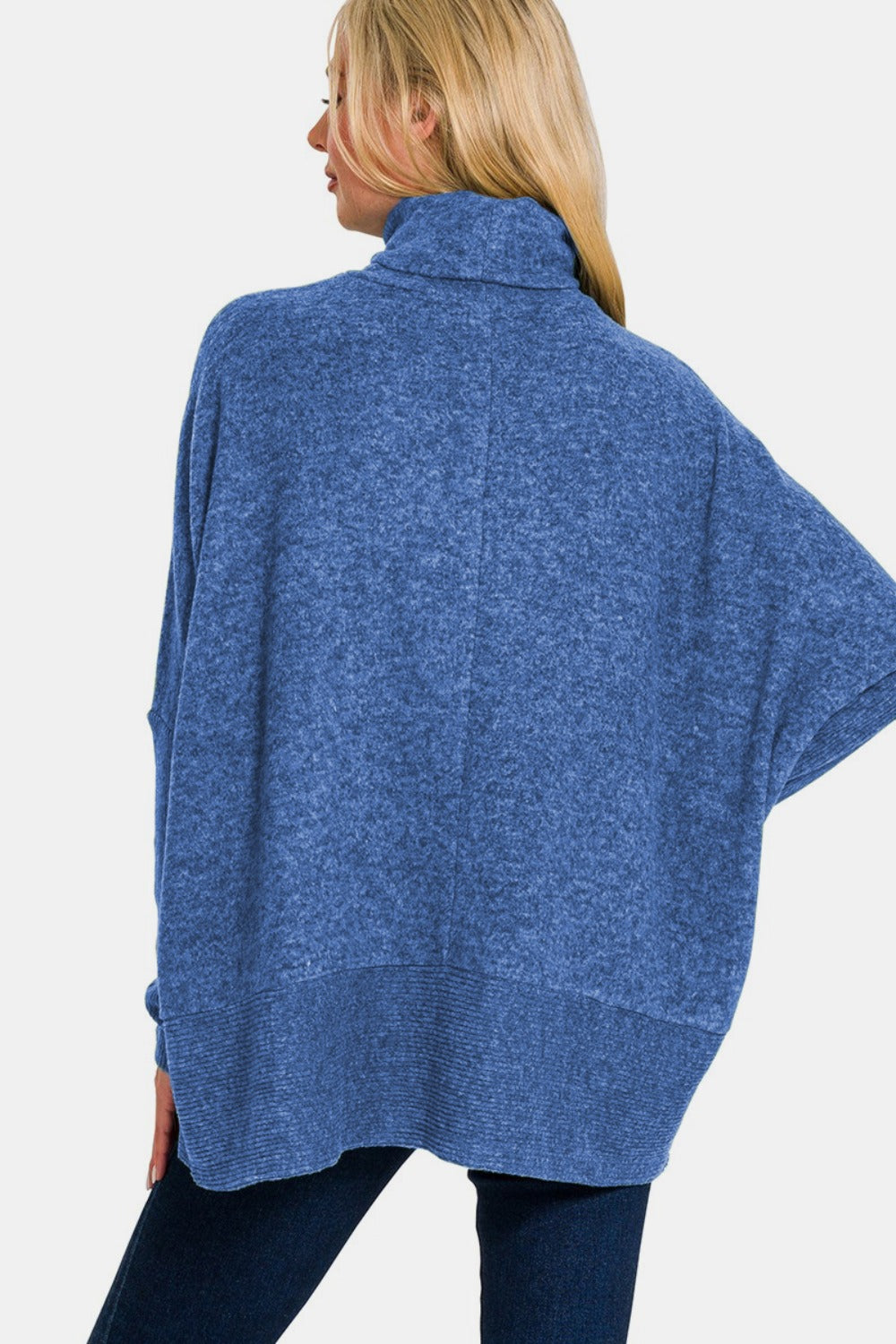 Zenana Full Size Brushed Melange Hacci Turtleneck Sweater 11998 | Gulf Resellers