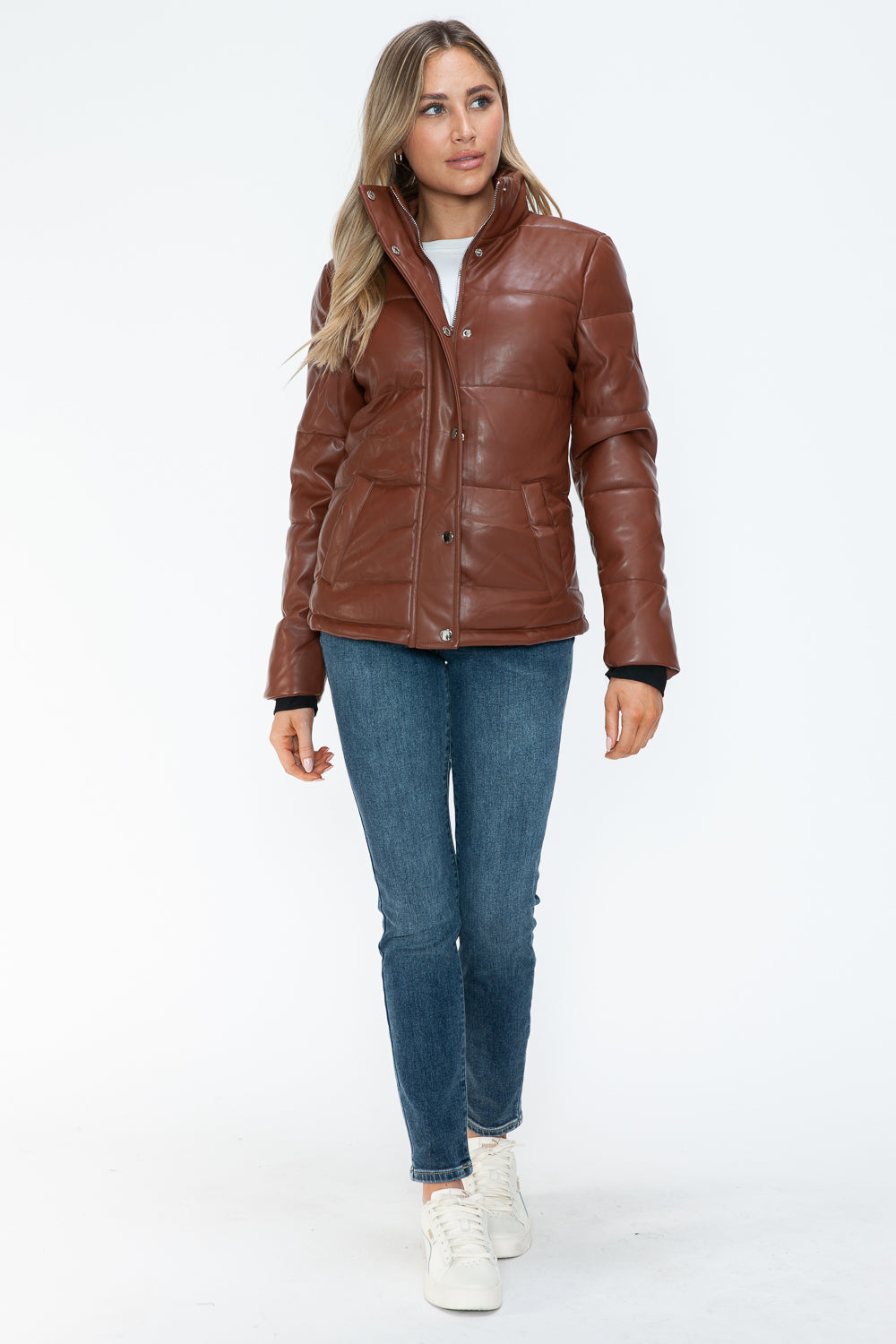 YMI Pocketed Zip Up Turtleneck Puffer Jacket 15767 | Gulf Resellers