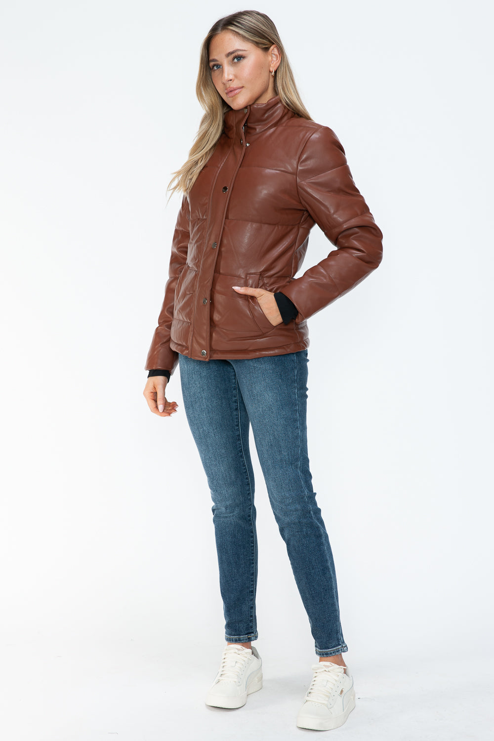 YMI Pocketed Zip Up Turtleneck Puffer Jacket 15768 | Gulf Resellers