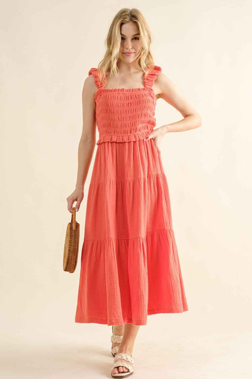 And The Why Smocked Ruffled Tiered Dress 6216 | Gulf Resellers