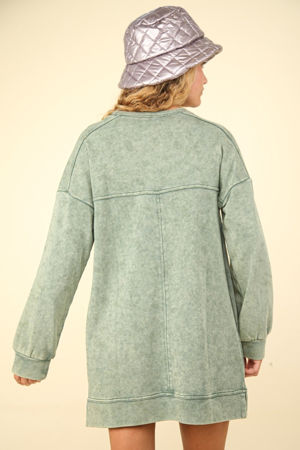 VERY J Mineral Washed Oversized Sweatshirt Mini Dress 9526 | Gulf Resellers