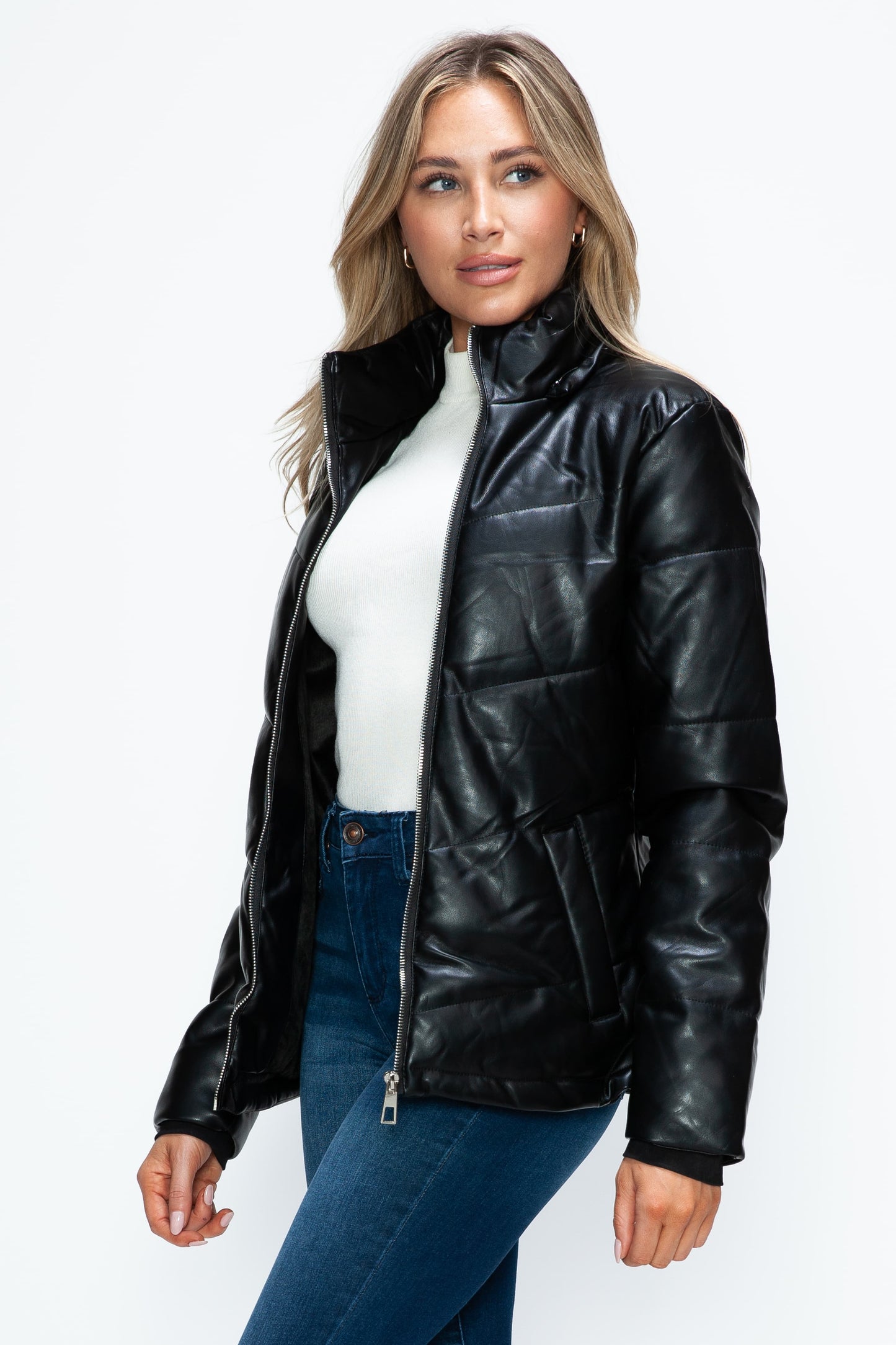 How Dare U Pocketed Zip Up Puffer Jacket with Removable Hood 15693 | Gulf Resellers