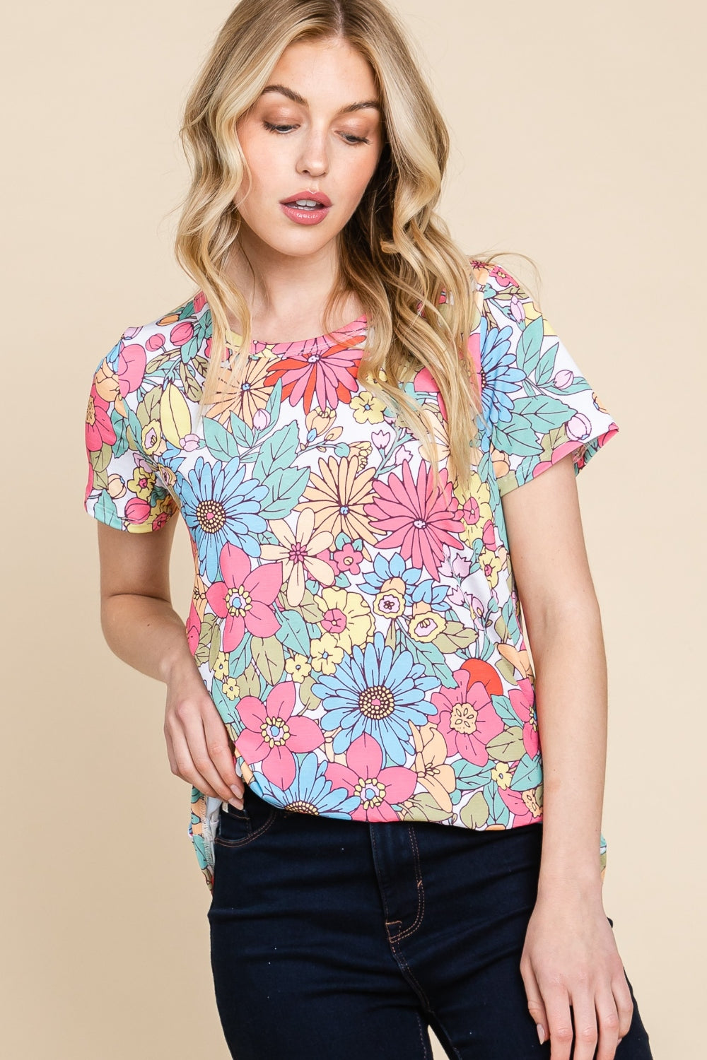BOMBOM Floral Short Sleeve T-Shirt 6940 | Gulf Resellers