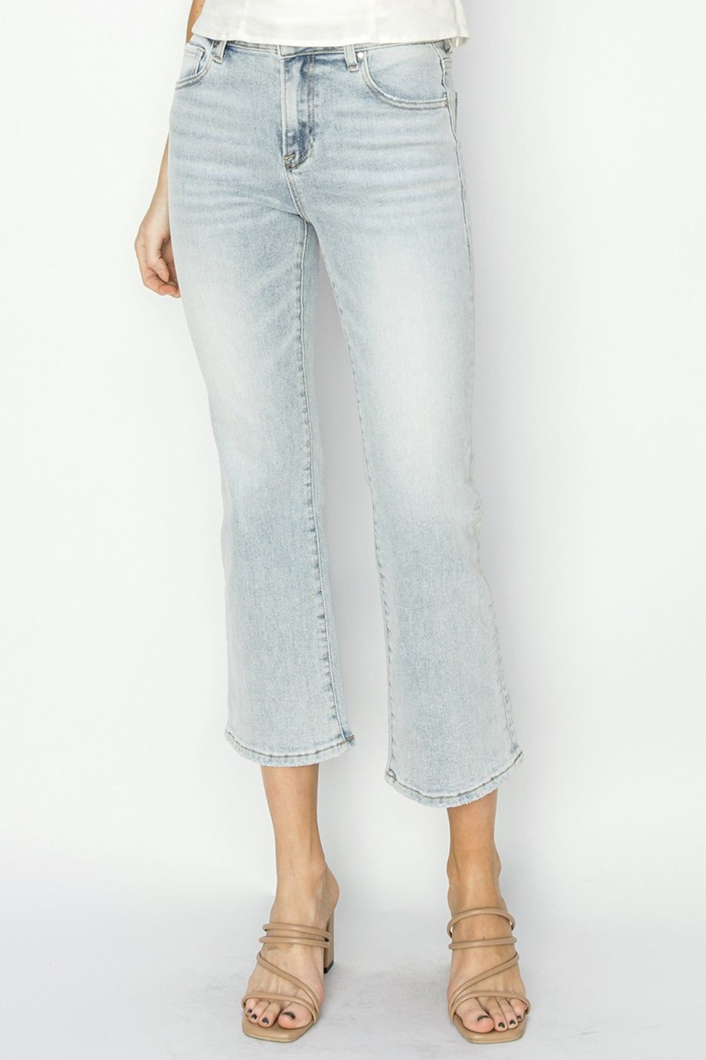 RISEN Full Size Mid Rise Cropped Flare Jeans 11073 | Gulf Resellers
