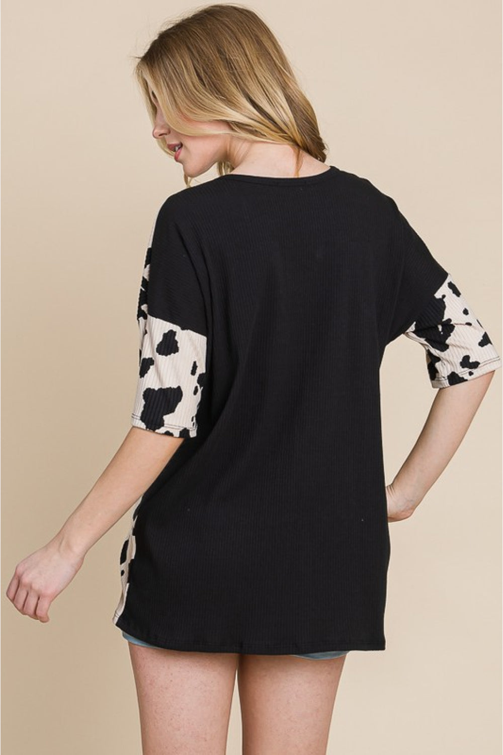 BOMBOM Rodeo Love Ribbed Animal Contrast Tee | Gulf Resellers